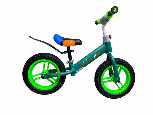 Mengle Baby - loopfiets 80 cm - Groen  - rubber banden - vanaf 1 jaar