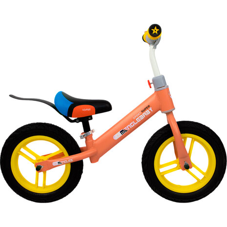 Mengle Baby - Kinderloopfiets 80 cm - Oranje - rubber banden - vanaf 1 jaar