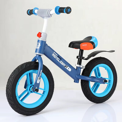 Mengle Baby - Kinderloopfiets 80 cm - Blauw  - rubber banden - vanaf 1 jaar