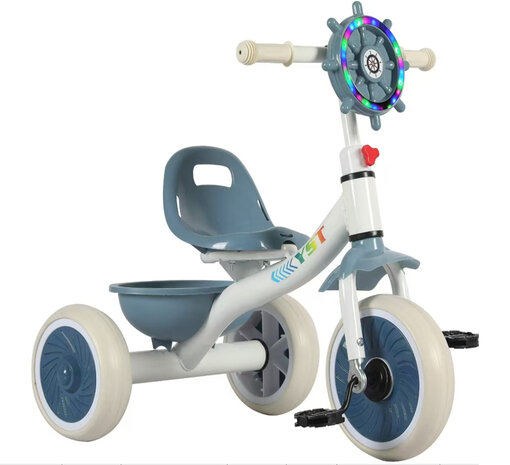 Driewieler kinder fiets - blauw - met pedalen - licht&amp;geluid 63CM