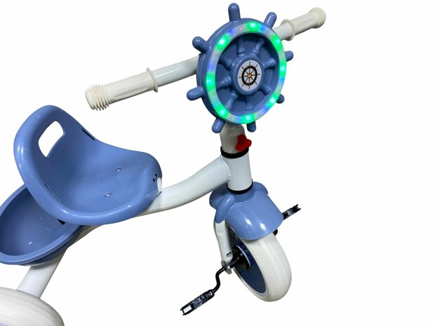 Driewieler kinder fiets - blauw - met pedalen - licht&amp;geluid 63CM