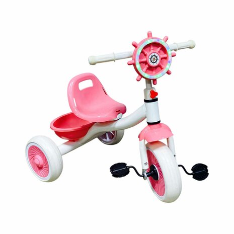 Driewieler kinder fiets - Roze - met pedalen - licht&amp;geluid 63CM