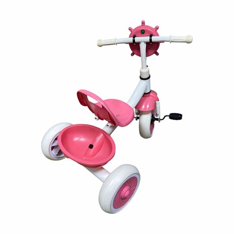 Driewieler kinder fiets - Roze - met pedalen - licht&amp;geluid 63CM