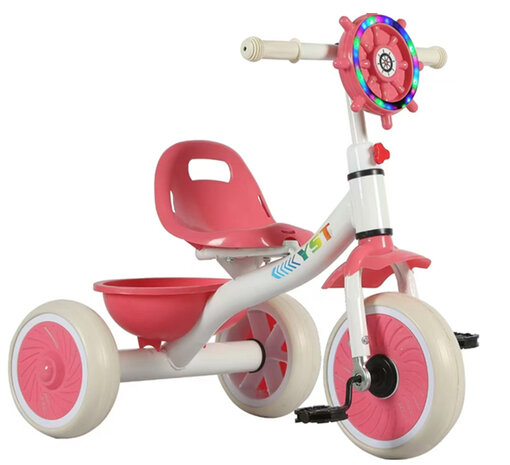 Driewieler kinder fiets - Roze - met pedalen - licht&amp;geluid 63CM