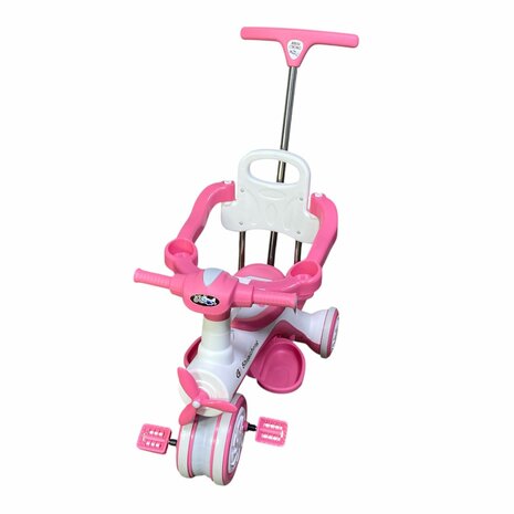 Kinder driewieler met duwstang - Muziek en Licht - Roze