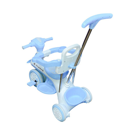 Kinder driewieler met duwstang - Muziek en Licht -Blauw&amp;wit