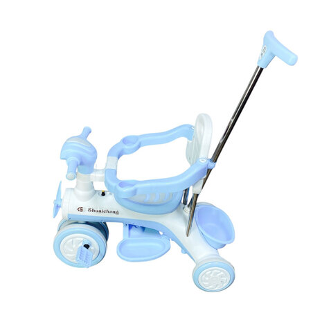 Kinder driewieler met duwstang - Muziek en Licht -Blauw&amp;wit