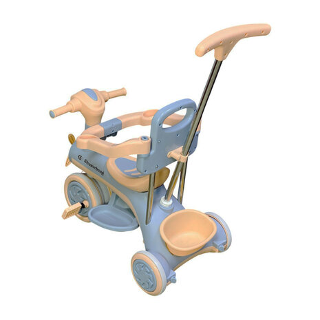 Kinder driewieler met duwstang - Muziek en Licht -Blauw&amp;Bruin