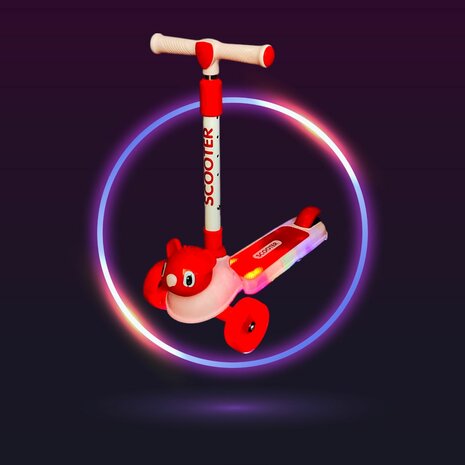 Koala Roze Kinderstep met 3 wielen - opvouwbaar - Kantelstep - Met Licht &amp; Muziek