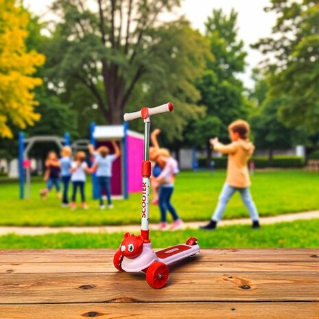 Koala Roze Kinderstep met 3 wielen - opvouwbaar - Kantelstep - Met Licht &amp; Muziek