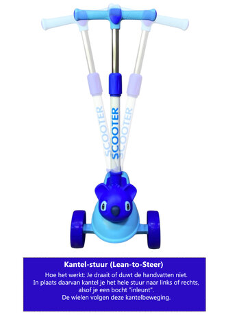 Koala Kinderstep 3 wielen blauw - opvouwbaar - Kantelstep - Met Licht &amp; Muziek