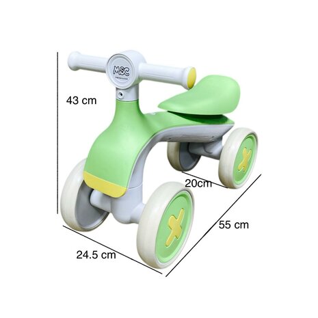 4-Wheel Magic loopfiets - 55CM - licht groen - Muziek &amp; Lichtjes