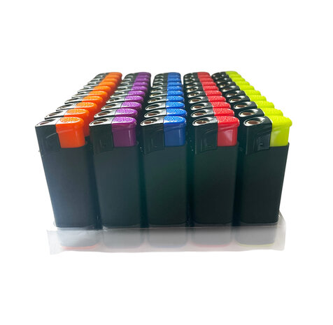 Turbo Aanstekers 50 stuks - navulbaar - Mat zwart Soft Touch - Unilite&reg; - Stormaansteker