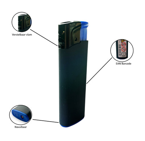 Turbo Aanstekers 50 stuks - navulbaar - Mat zwart Soft Touch - Unilite&reg; - Stormaansteker