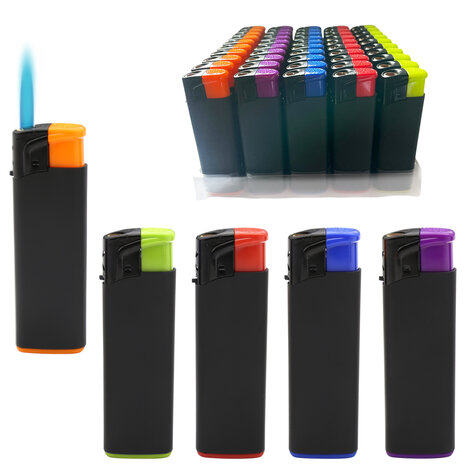 Turbo Aanstekers 50 stuks - navulbaar - Mat zwart Soft Touch - Unilite&reg; - Stormaansteker