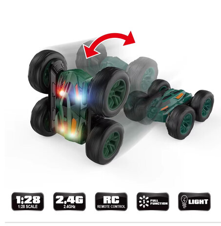 RC Stunt Car &ndash; Dubbelzijdig Rijden -2-in-1 - auto met wielen en rupsbanden - 2.4GHZ - Oplaadbaar - 6-Kanaals besturing
