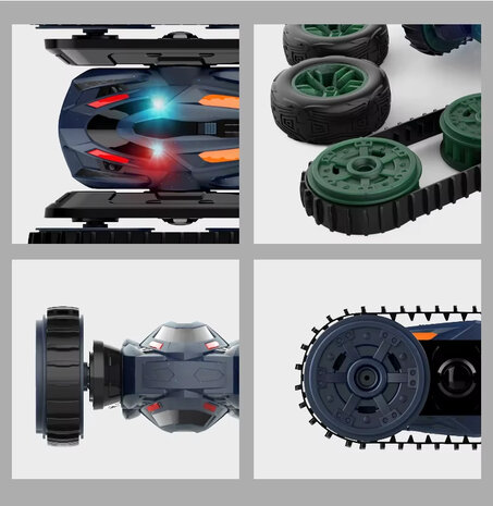 RC Stunt Car &ndash; Dubbelzijdig Rijden -2-in-1 - auto met wielen en rupsbanden - 2.4GHZ - Oplaadbaar - 6-Kanaals besturing