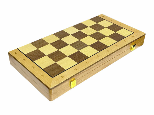 2-in-1 Chess &amp; Checkers Set - 43x43 cm - Foldable Wooden Chessboard - CHESS