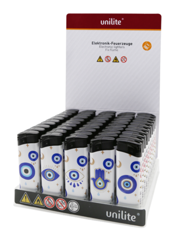 Mykonos Aanstekers 50 stuks-  Unilite&reg; - Fatima Hand Print - navulbaar tank