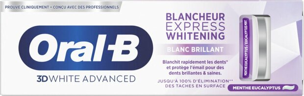 Oral B 3D White Advanced Express Whitening Glossy White 75ml