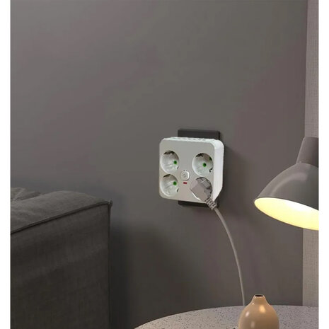 Lucky Hawk EU-stekkerdoos met 4 stopcontacten en USB-oplaadpoorten - 2 USB en 1 USB C