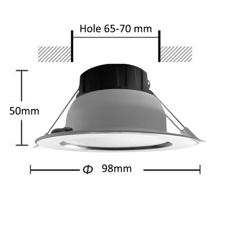 Downlight LED recessed spotlights - 7W - 3 colors - 3000K, 4000K and 6500K spot 3in1 - 2x Gold design spotlights
