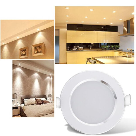 Downlight LED inbouwspots - 7W - 3 kleuren - 3000K, 4000K en 6500K spot 3in1 - 2x Silver design spots