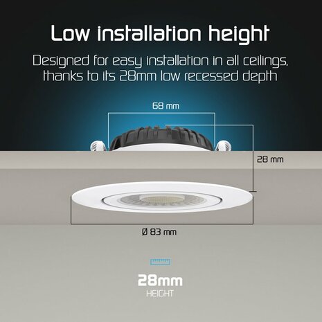 LED Inbouwspot 5W 3000k - warm&nbsp;wit - verstelbaar spot &oslash;68-75mm