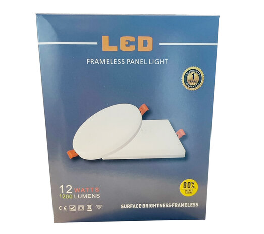 LED inbouwspot - 1200LM - 3in1 - 3 temperaturen - frameless panel light 12W