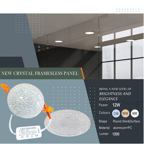 LED inbouwspot - 1200LM - 3in1 - 3 temperaturen - frameless panel light 12W