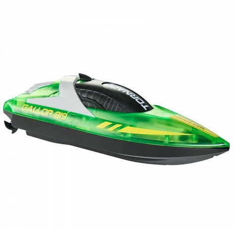 Gallop RC Speedboot &ndash; LED-verlichting, Hoge Snelheid - 2.4GHZ  Tornado boat Green