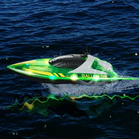 Gallop RC Speedboot &ndash; LED-verlichting, Hoge Snelheid - 2.4GHZ  Tornado boat Green