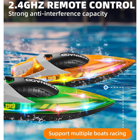 Gallop RC Speedboot &ndash; LED-verlichting, Hoge Snelheid - 2.4GHZ  Tornado boat Blue
