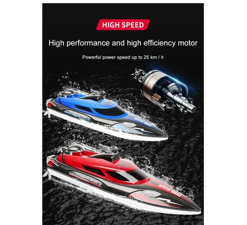 Speed Race Boat &ndash; HJ808 RC Speedboot met 2.4 GHz Afstandsbediening - Rood