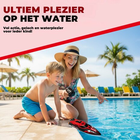 Speed Race Boat &ndash; HJ808 RC Speedboot met 2.4 GHz Afstandsbediening - Rood