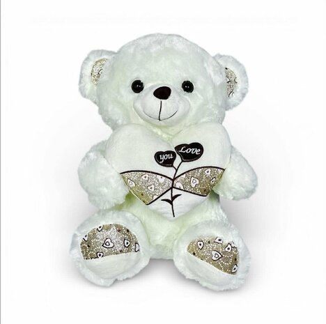 Knuffelbeer Pluche met &ldquo;You Love&rdquo; Hartje &ndash; 40 cm - Teddybeer