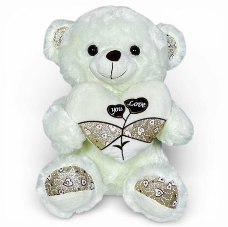 Knuffelbeer Pluche met &ldquo;You Love&rdquo; Hartje &ndash; 40 cm - Teddybeer