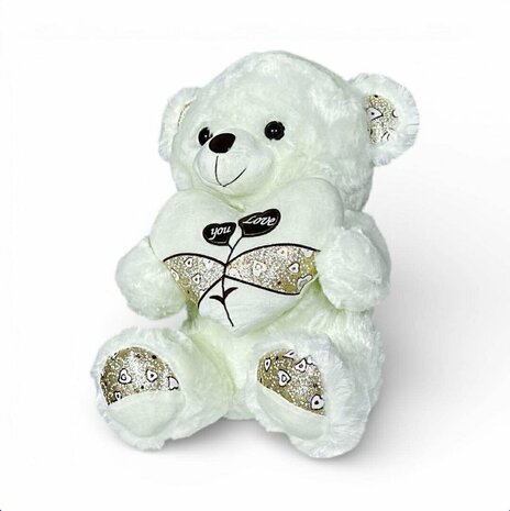 Knuffelbeer Pluche met &ldquo;You Love&rdquo; Hartje &ndash; 40 cm - Teddybeer