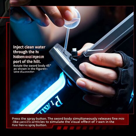 Dazzling Spray Sword &ndash; Katana Cosplay Zwaard met LED-licht, Rook, Vonken en Geluid (70 cm)