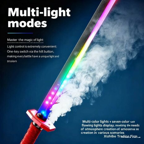 Dazzling Spray Sword &ndash; Katana Zwaard met LED-licht, Rook, Vonken en Geluid (70 cm)