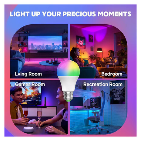 RGBW LED Kleurveranderende Lamp &ndash; E27 &ndash; 7W &ndash; met Afstandsbediening