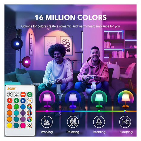 RGBW LED Kleurveranderende Lamp &ndash; E27 &ndash; 7W &ndash; met Afstandsbediening