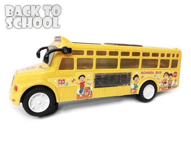 Schoolbus met Disco Led Lichtjes en Muziek - speelgoed busje 24CM