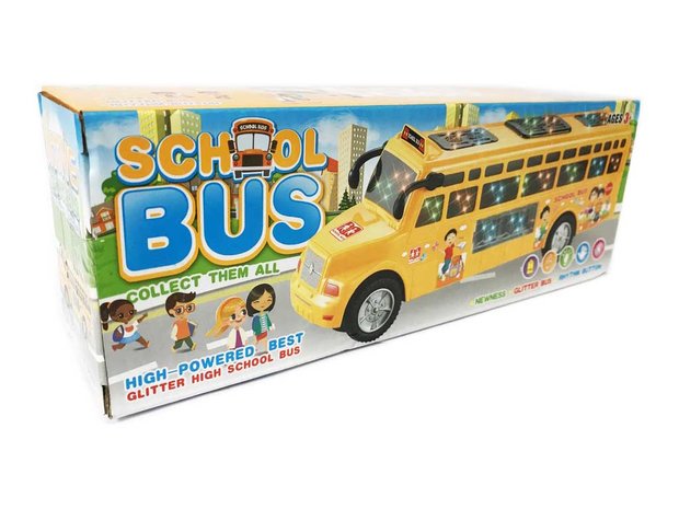 School bus with Disco Led Lights and Music - toy bus 24CM