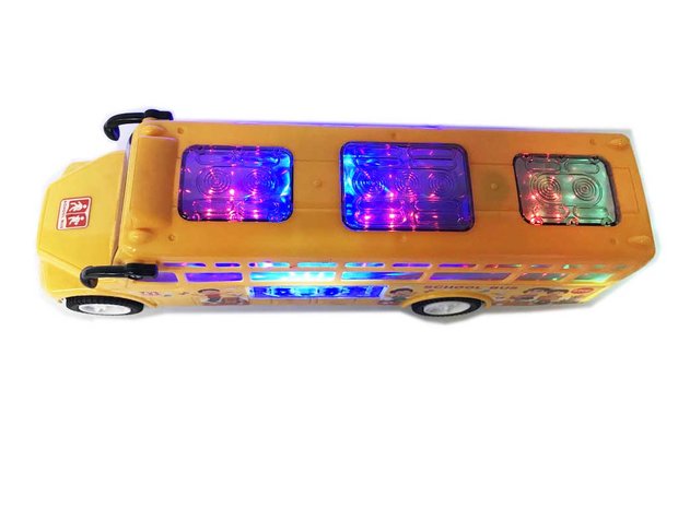 School bus with Disco Led Lights and Music - toy bus 24CM
