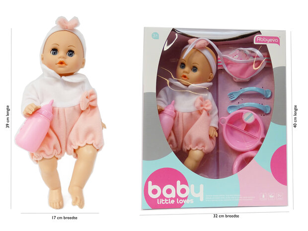Schattige baby pop met verschillende baby geluiden + accessoires - 39CM