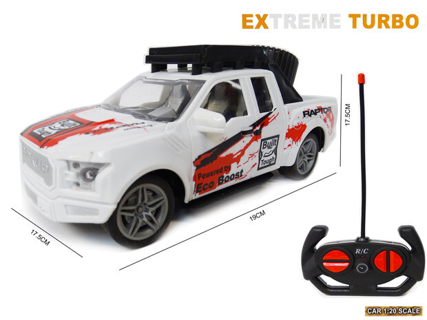 RC Extreme Turbo Race Auto Wit 1:20 - Radiografisch bestuurbare Auto - 19 CM