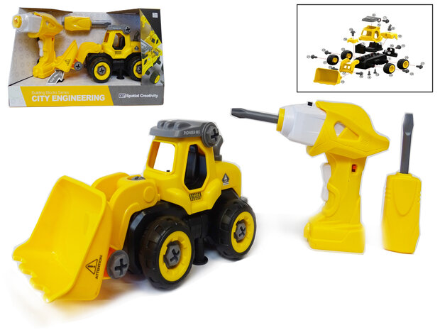 DIY RC graafmachine bulldozer - bouwset 24 stuks - 4in1