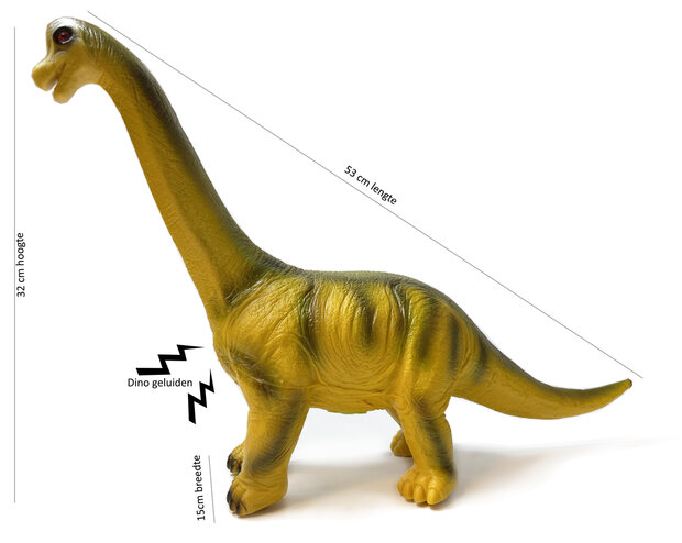 Diplodocus&nbsp; Dinosaurus speelgoed Prehistorie- zacht rubber - maakt dino geluiden&nbsp;- 53 CM