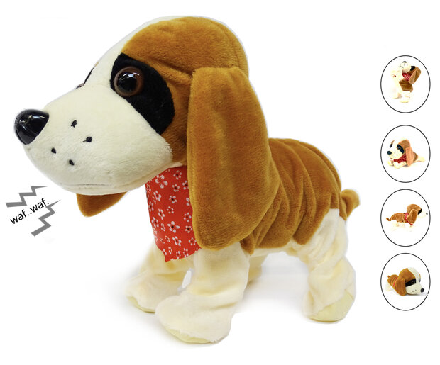 Schattig blaffende speelgoed hondje - Met 7 verschillende kunstjes op geluid/aanraken - Voice Control Pets - 29CM